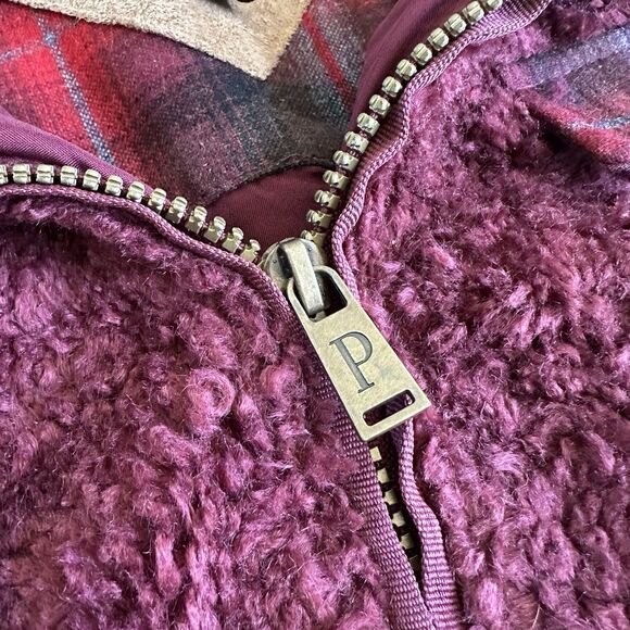 Pendleton Sherpa Jacket Womens XL Full Zip Lined Wool Blend Outdoor Burgundy - Picture 4 of 8